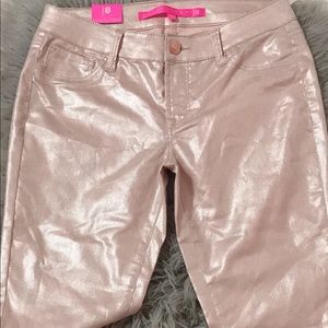 Pink shinny skinny jeans